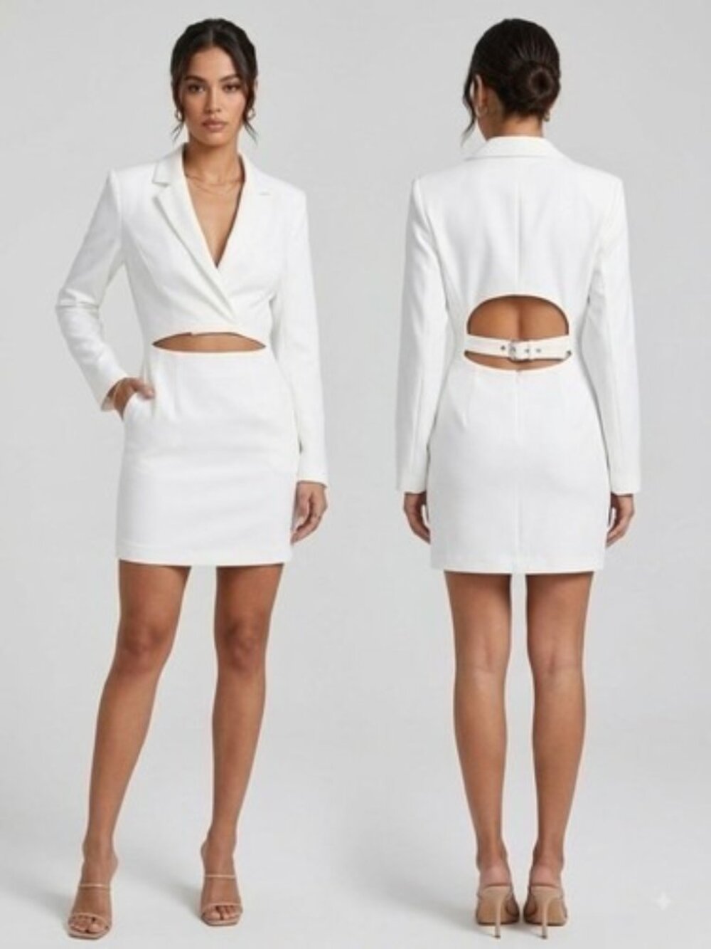 EUC (H0) Zara midi blazer dress with exposed midriff and open back womens S